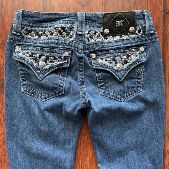 Miss Me Denim - Miss Me Signature Bootcut Jeans Womens 27 Sequin Studded Rhinestone Y2K Low Rise